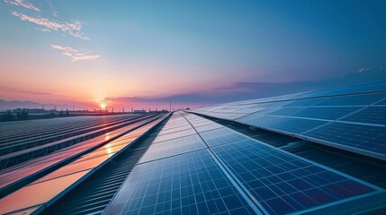 Wall Mural - solar panel on factory or house roof top. photovoltaic power supply systems. solar power plant. the 
