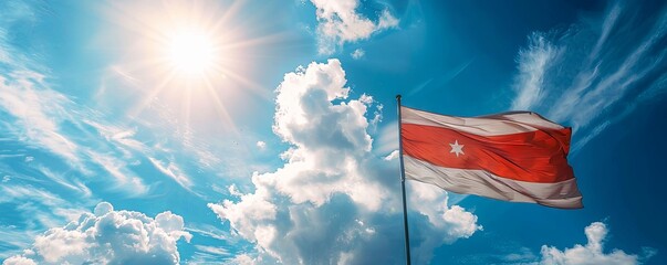 Wall Mural - Indonesia flag flying against a sunny sky