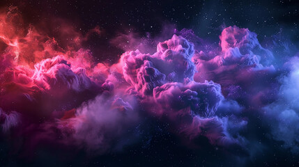 Poster - Spectacular cosmic cloud explosion with black background. Colorful nebula and stars in space. Digital art for wallpaper and creative design, Generative AI.