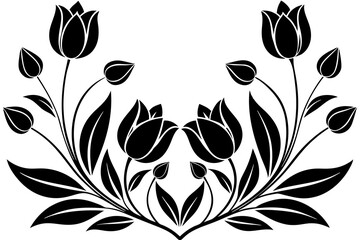 Poster - Black tulips on a white background