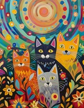 Cute Cats Naive Art Free Stock Photo Public Domain Pictures