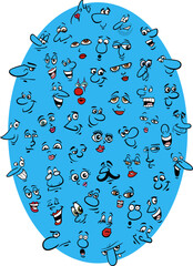 Wall Mural - cartoon faces and expressions concept design