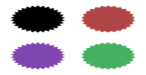 Wall Mural - Set of oval starburst tags in various colors - Oval vector tags isolated on a white background - Digital tags for prices, discounts, or promotions