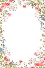 Watercolor Flower Square Frame Illustration Background for Design