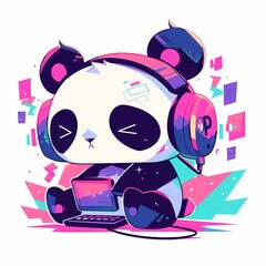 Wall Mural - Cute Panda Illustration to Inspire Your T-Shirt Design