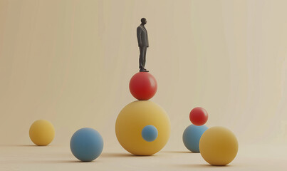 Aufkleber - balance concept with man balancing on top of stacked balls