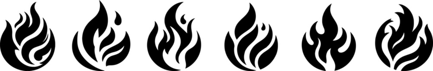 Wall Mural - Fire icon set. Fire flame vector collection .Flame of different shapes . Fire flame logo silhouette. 