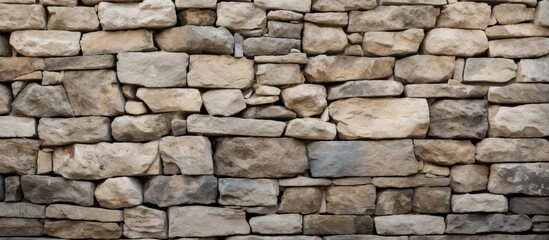 Poster - Natural stone structure with a fire hydrant amidst, showcasing a blend of rustic charm and urban utility. with copy space image. Place for adding text or design