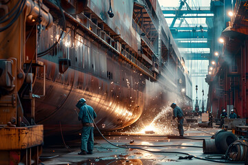 Massive large Ships in Shipyard, cargo, dock, and container.
The Magnificence of water sea ocean transportation, Large Ships in Shipyard Scenes.