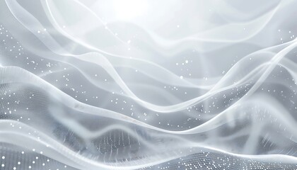 Wall Mural - Grey white abstract background with flowing particles