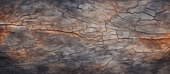 Poster - Detailed close-up of the rough and cracked surface of a tree trunk displaying a variety of textures. with copy space image. Place for adding text or design