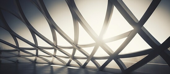 Poster - Metal structure consisting of interconnected rods, with light shining through the sky. with copy space image. Place for adding text or design