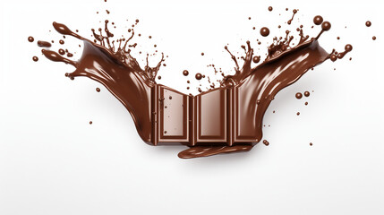 Wall Mural - Delectable Chocolate Splash and Pouring Isolated on White Background - 3D Illustration with Clipping Path | Stock Illustration