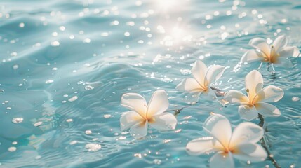 Wall Mural - white flowers on the surface of the water