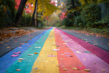 Wall Mural - Colorful rainbow road for pride month.