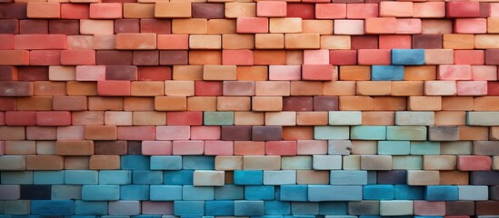 Poster - Stacked aged bricks displaying a vibrant array of colors. with copy space image. Place for adding text or design