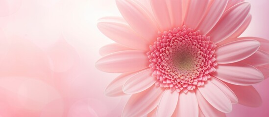 Aufkleber - Soft-focused top view of a beautiful pink gerbera flower on a pink background. with copy space image. Place for adding text or design