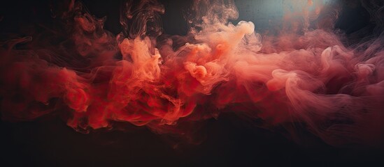 Leinwandbilder - Dark smoke, tinged with red and black hues, twists and swirls in the atmosphere following a fire accident. with copy space image. Place for adding text or design