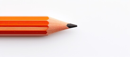 Poster - Close-up view of a pencil with a black tip placed on a smooth white surface. with copy space image. Place for adding text or design