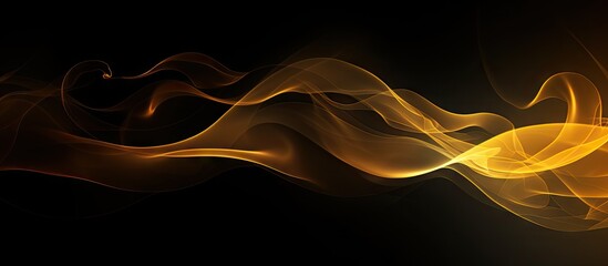 Poster - Yellow smoke with abstract movement on a black background, creating a visually striking effect. with copy space image. Place for adding text or design