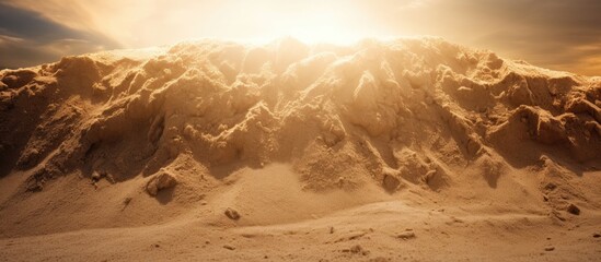 Fototapete - Bright sunlight bathes a majestic mountain peak covered in glistening snow. with copy space image. Place for adding text or design