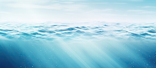 Aufkleber - Close-up view of a serene blue ocean with sunlight rays and gentle water ripples creating a tranquil scene. with copy space image. Place for adding text or design