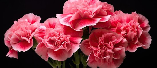 Aufkleber - Pink flowers arranged in a vase set against a dark black background, creating a striking contrast. with copy space image. Place for adding text or design