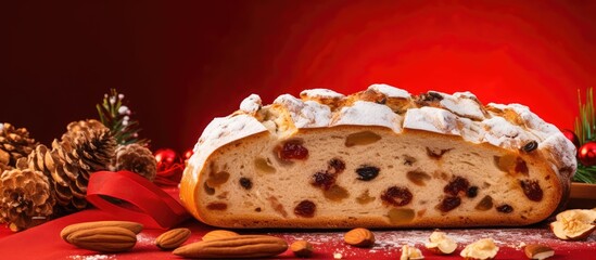 Aufkleber - Close-up view of a delicious loaf of bread filled with a variety of nuts and raisins, perfect for a tasty snack or breakfast option. with copy space image. Place for adding text or design