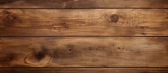 Poster - Close-up view of a wooden wall displaying a rich brown stain, showcasing its natural texture and color variations. with copy space image. Place for adding text or design