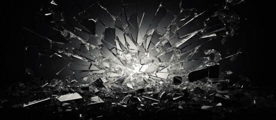 Aufkleber - Shattered glass window showing a close-up view with light shining through. with copy space image. Place for adding text or design
