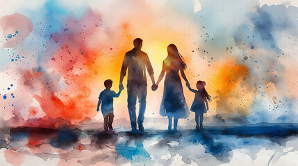 Watercolor family clipart