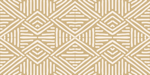 Hand drawn Batik seamless pattern. Geometric doodle abstract illustration, Ethnic wallpaper. Tribal vector texture. Aztec style. Folk embroidery. Indian art, Scandinavian, African rug and tile.