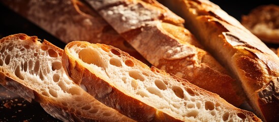 Poster - Close-up view of several slices of bread arranged on a table, with ample space for text or design elements around them