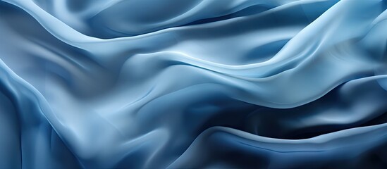 Aufkleber - Close-up of a vibrant denim silk chiffon fabric featuring a striking large wave pattern, perfect for abstract backgrounds or artistic designs. with copy space image. Place for adding text or design