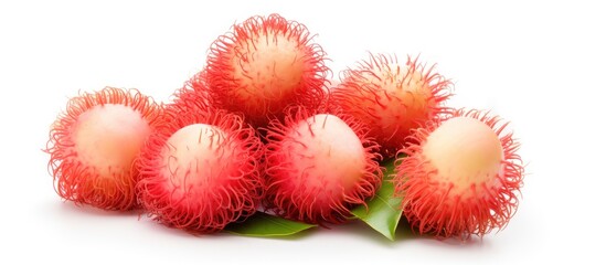 Poster - A detailed view of a cluster of ripe red fruits surrounded by fresh green foliage. with copy space image. Place for adding text or design
