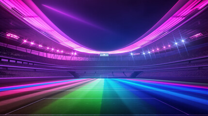 Wall Mural - The Football stadium at night with colorful isolation, Illustration