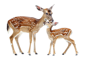 a tender moment between a mother deer and her fawn, showcasing the bond of wildlife in nature.