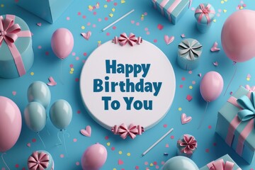 Wall Mural - birthday card with text 