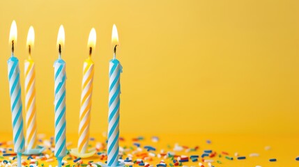 Yellow background with birthday candles