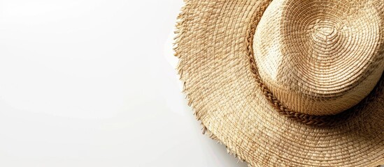 Wall Mural - Straw hat placed on white background with clipping path.