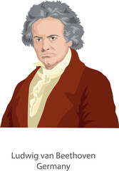 Illustration vector isolated of Ludwig van Beethoven, german composer and musician. Beethoven.eps