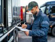 © Tanakorn - A Truck Driver Fills Out a Paperwork Checklist While Inspecting His Semi Trailer