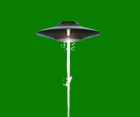 Wall Mural - unidentified flying object isolated on green background