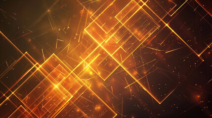 Canvas Print - Orange and Amber glowing abstract geometric lines. PowerPoint and Business background.