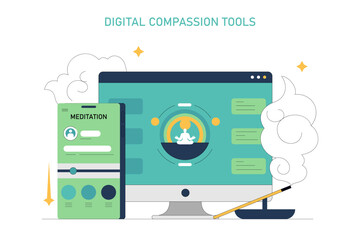 Compassion Focused Therapy. Flat Vector Illustration
