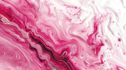 Creative background for design with pink and white colors in fluid art technique