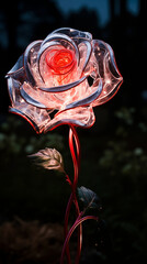 Wall Mural - photo of rose flower made from glass, beautiful glass rose wallpaper and background