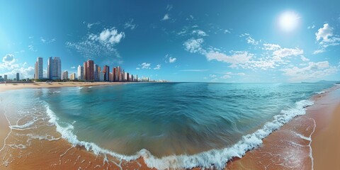 Poster - Praia de Iracema in Fortaleza Brazil skyline panoramic view
