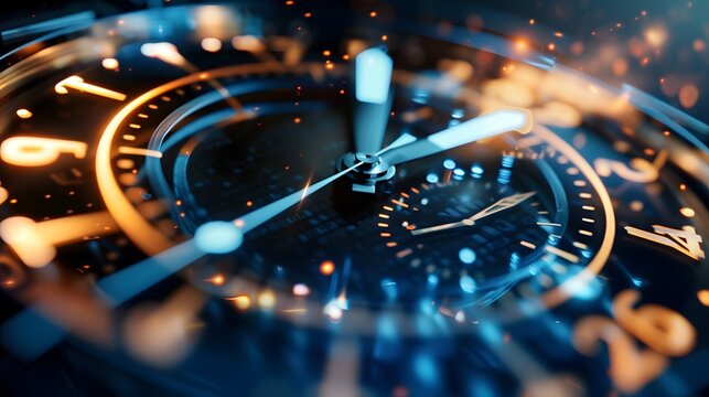 digital futuristic watch glow neon strategic explorer for companies, focusing on agency creativity, market decisions, and financial strategies