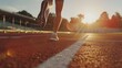 © vefimov - A close-up shot of a person running on a tennis court, capturing the energy and movement of the athlete in mid-action